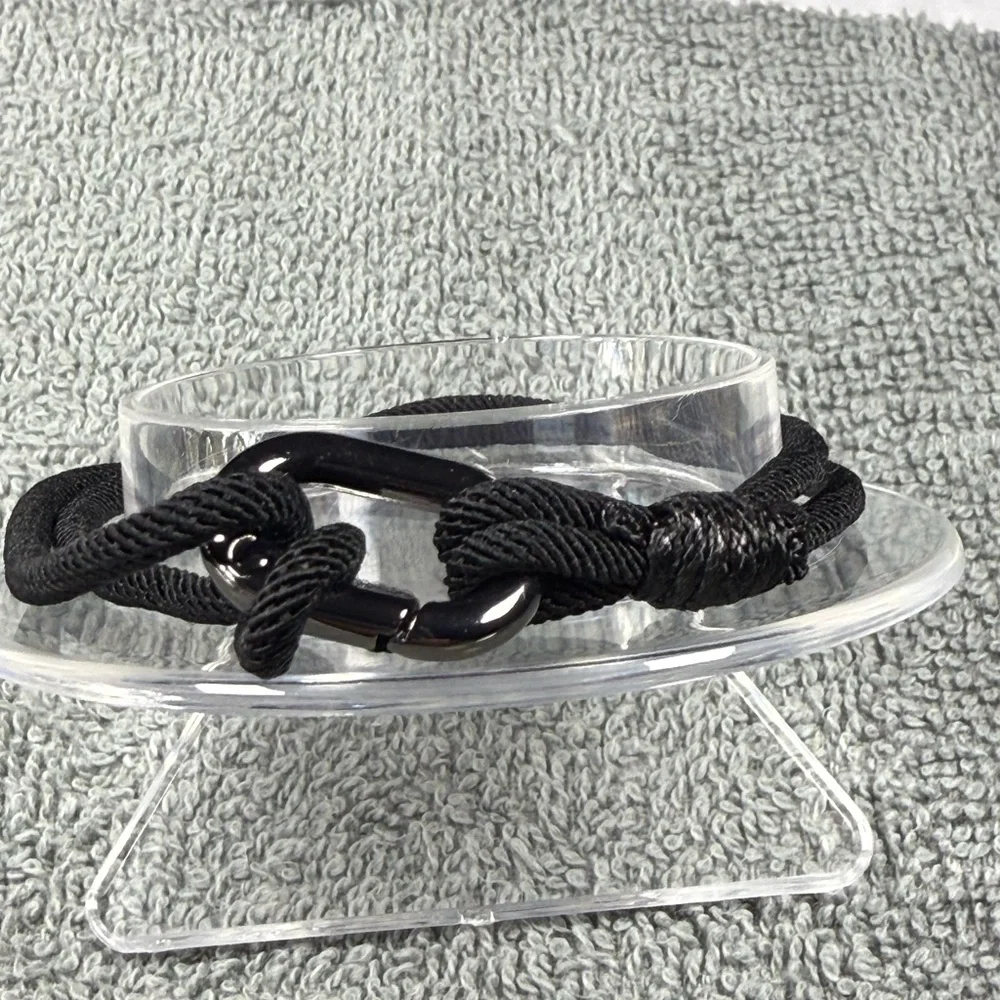 Black Braided Jewelry Bracelet with Adjustable Closure